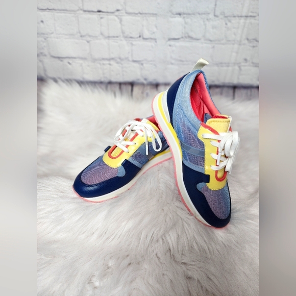 Michael Kors Maddy Mesh Trainer sneakers, Blue/yellow, Size 8 - Picture 6 of 10